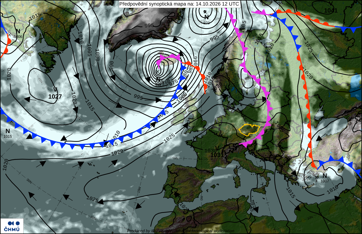 P�edpov�dn� synoptick� mapa �HM� na z�tra